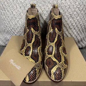 NIB Madewell Snake Embossed Leather Chelsea ankle Booties Women 6.5
